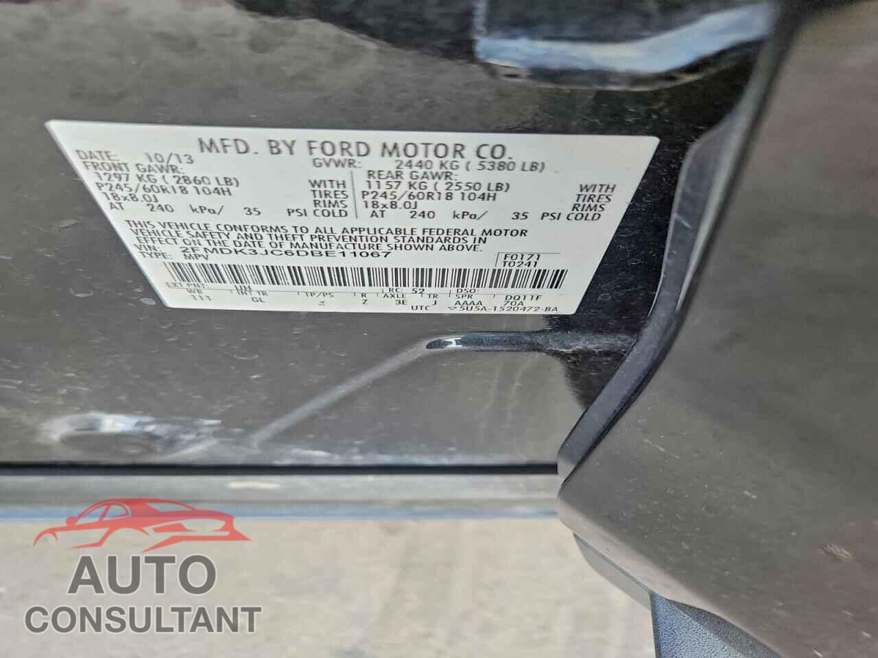 FORD EDGE 2013 - 2FMDK3JC6DBE11067