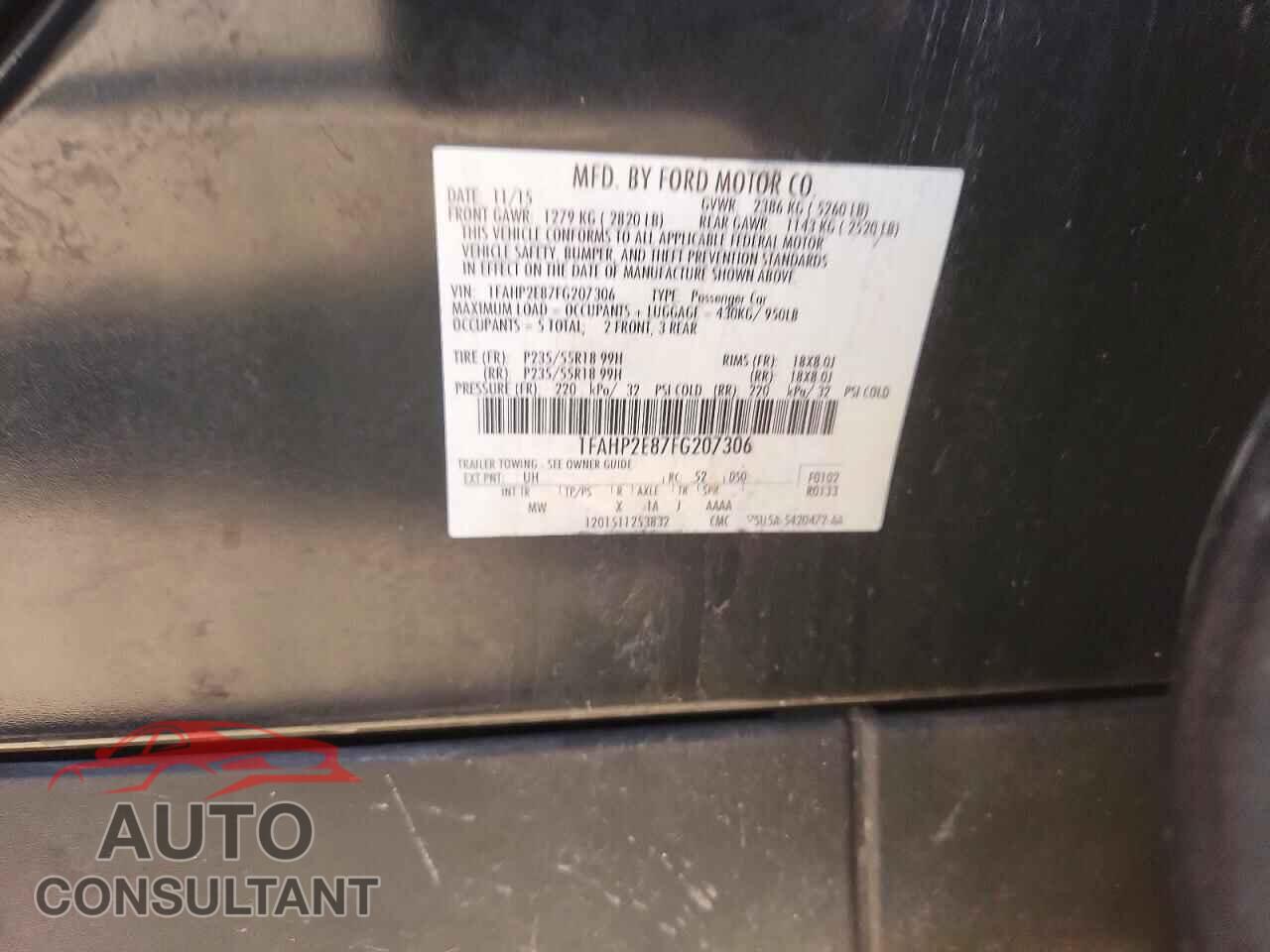 FORD TAURUS 2015 - 1FAHP2E87FG207306