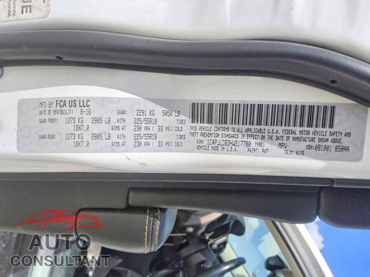 JEEP CHEROKEE 2017 - 1C4PJLDB3HW517780