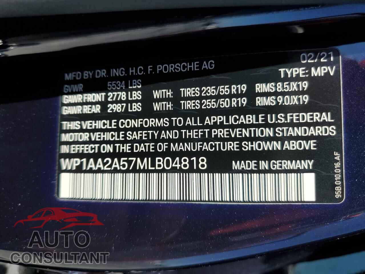 PORSCHE MACAN 2021 - WP1AA2A57MLB04818