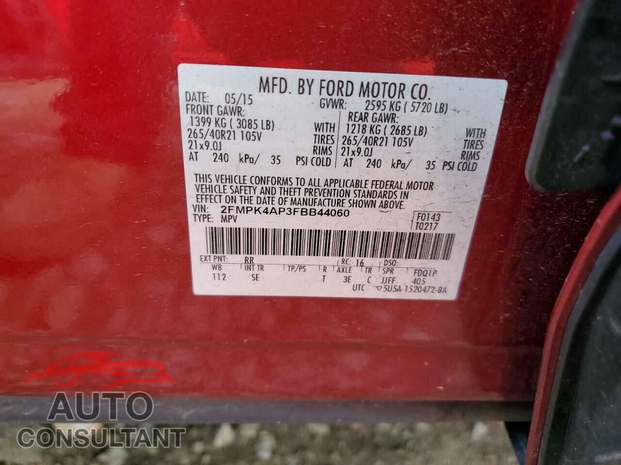 FORD EDGE 2015 - 2FMPK4AP3FBB44060