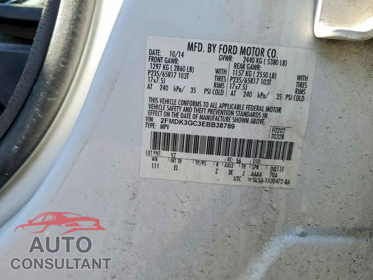FORD EDGE 2014 - 2FMDK3GC3EBB38789