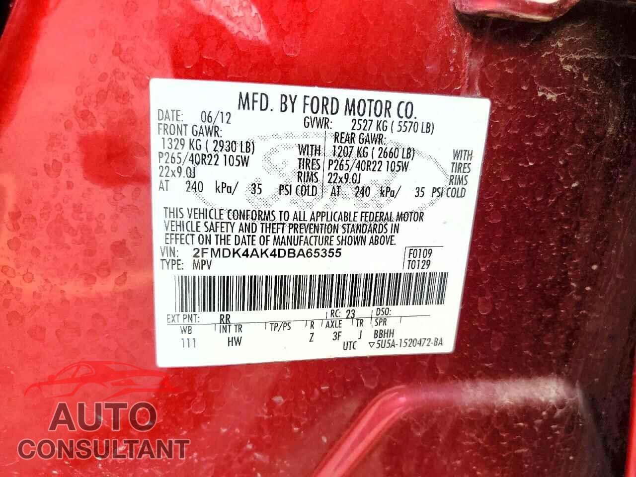 FORD EDGE 2013 - 2FMDK4AK4DBA65355