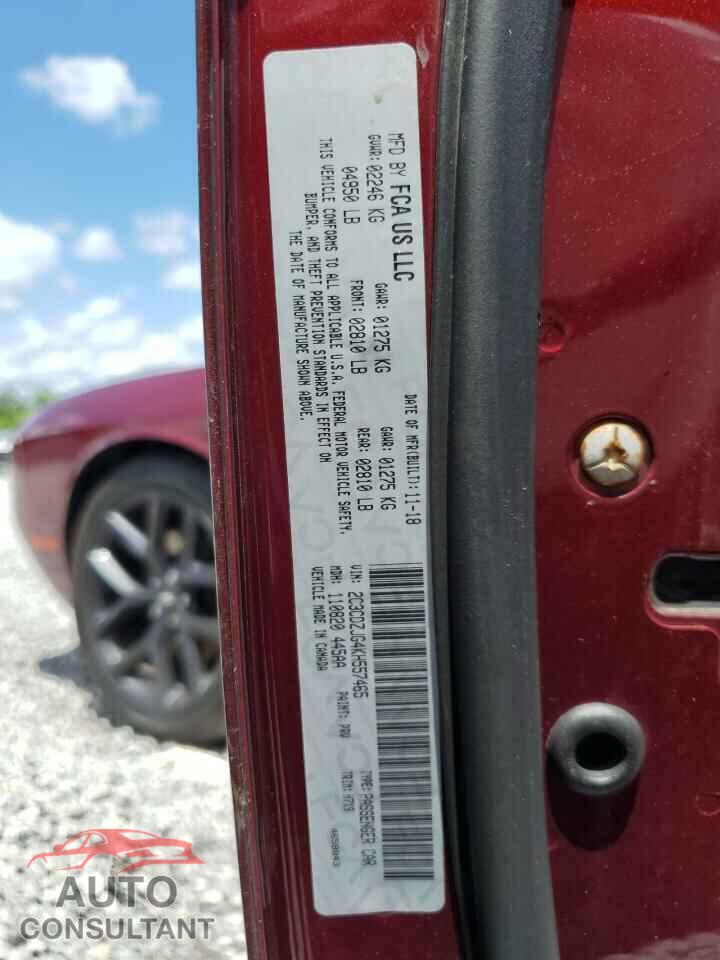 DODGE CHALLENGER 2019 - 2C3CDZJG4KH557465