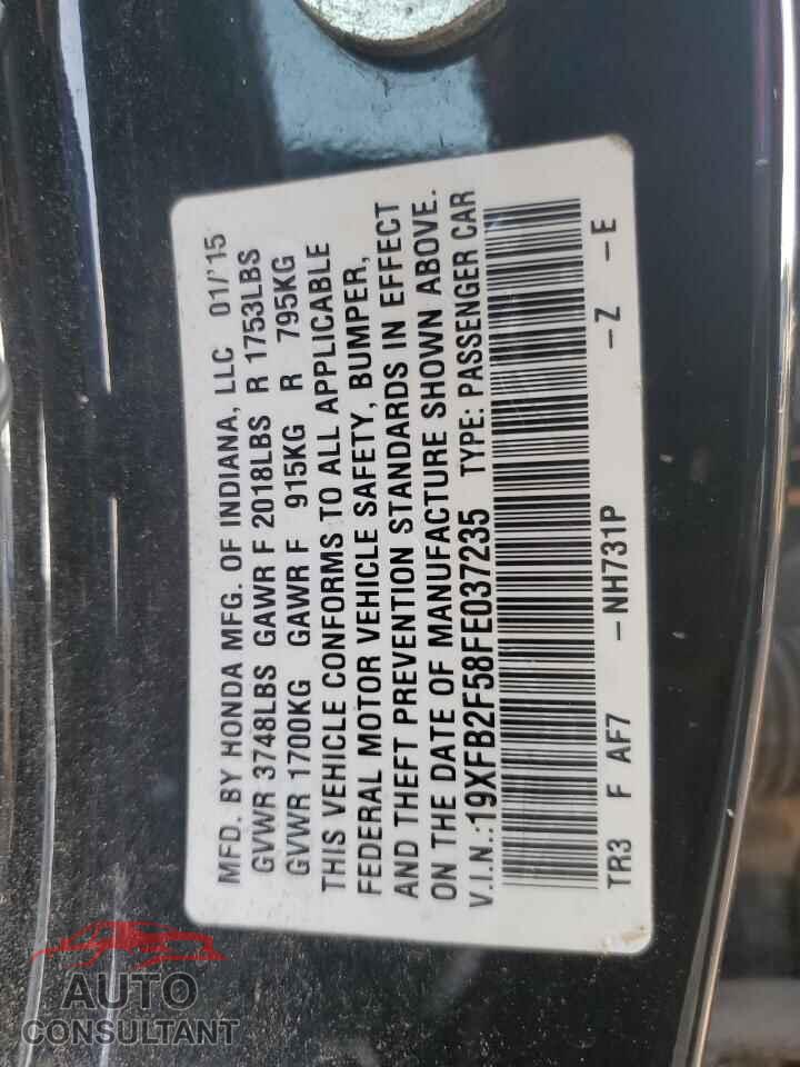 HONDA CIVIC 2015 - 19XFB2F58FE037235