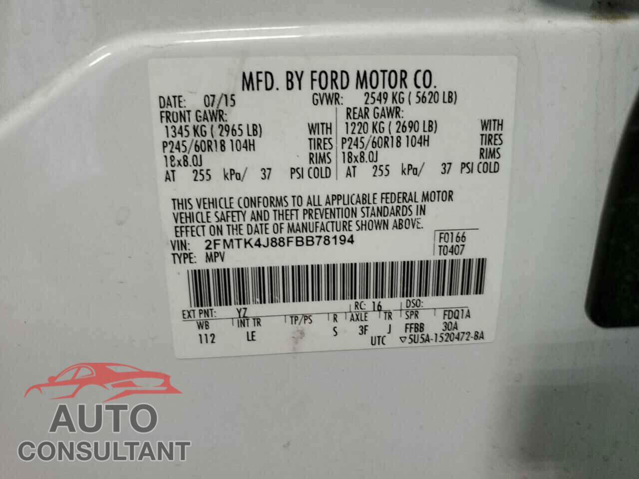 FORD EDGE 2015 - 2FMTK4J88FBB78194