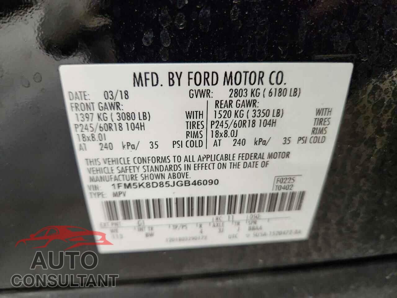 FORD EXPLORER 2018 - 1FM5K8D85JGB46090