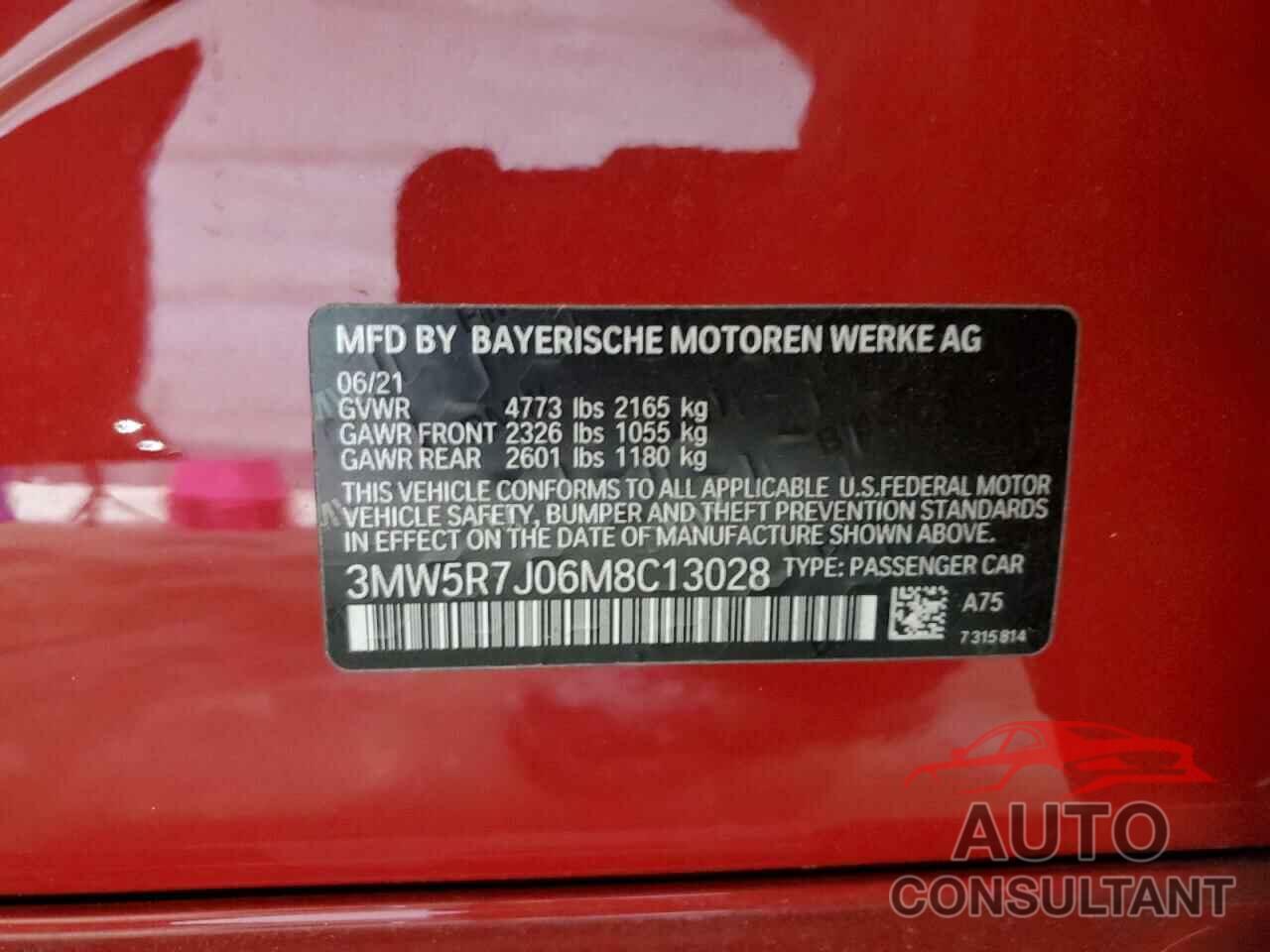 BMW 3 SERIES 2021 - 3MW5R7J06M8C13028