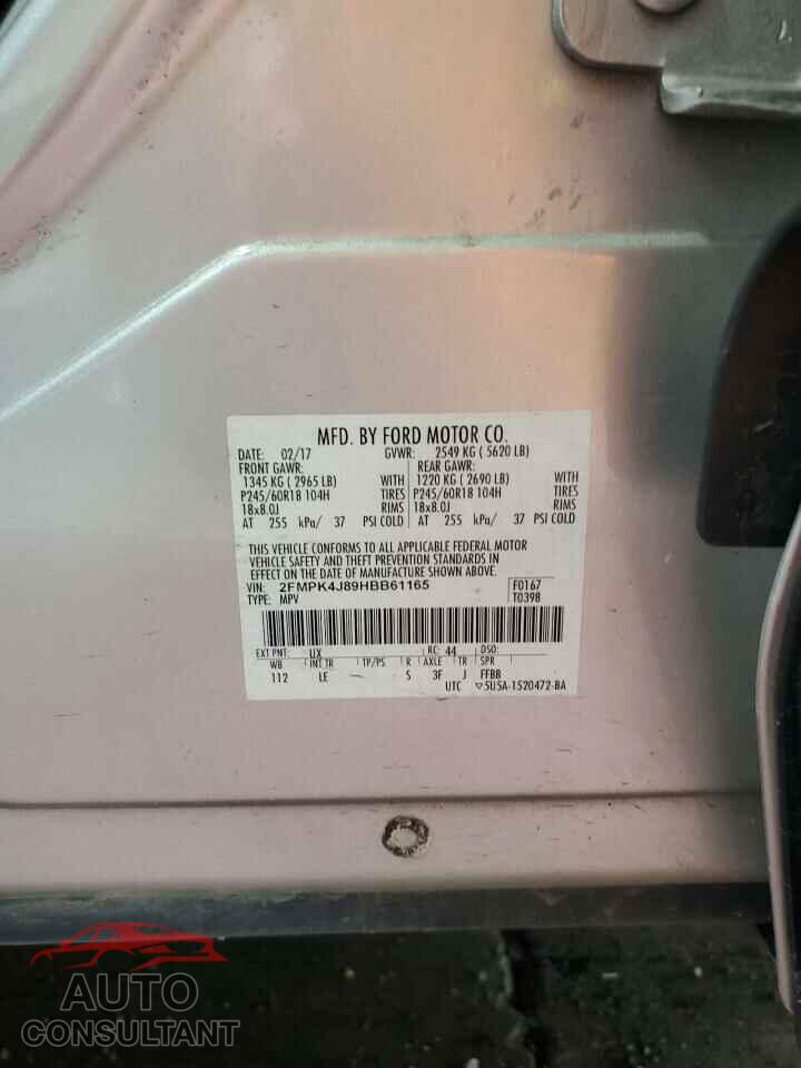 FORD EDGE 2017 - 2FMPK4J89HBB61165