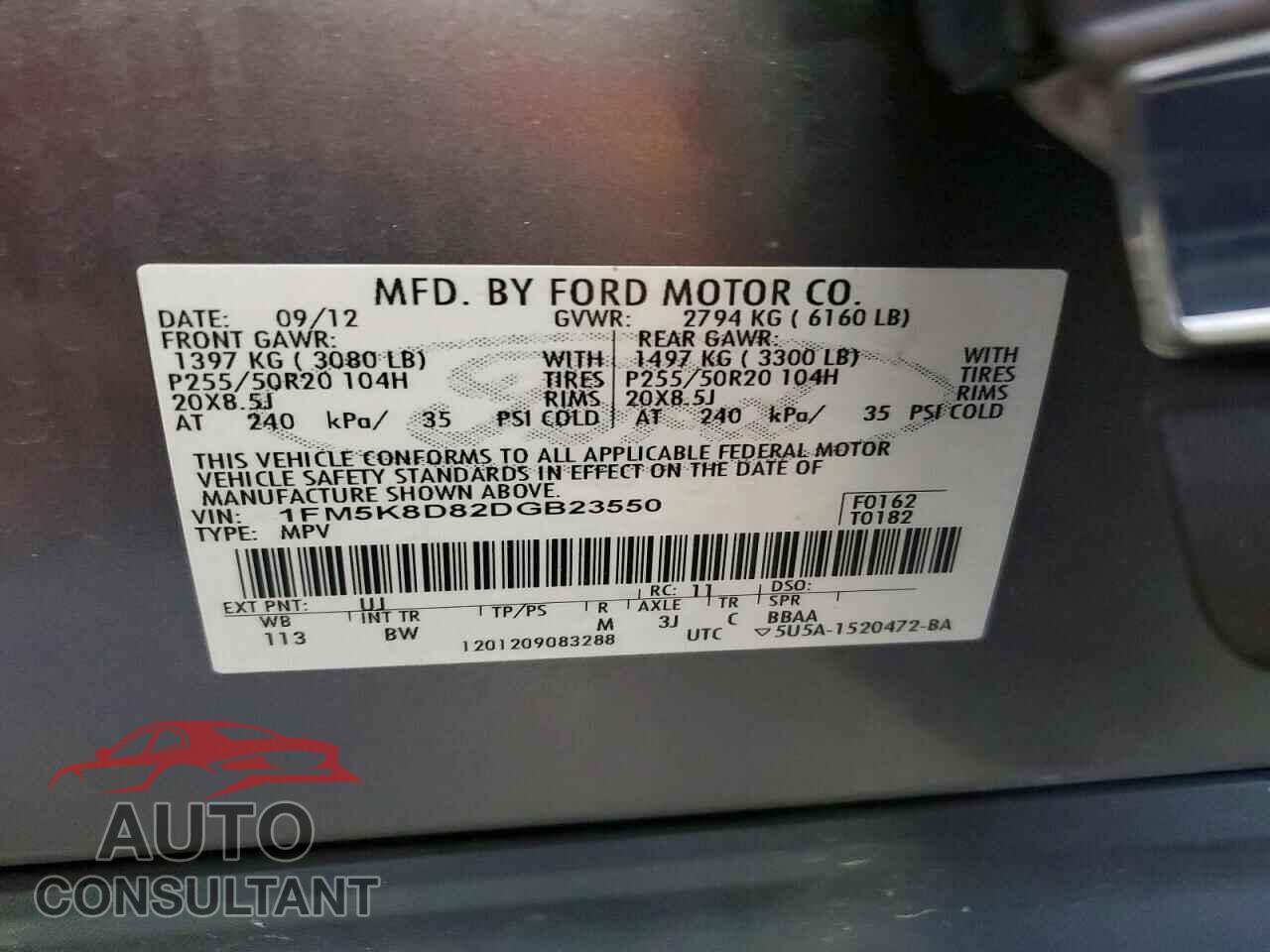 FORD EXPLORER 2013 - 1FM5K8D82DGB23550