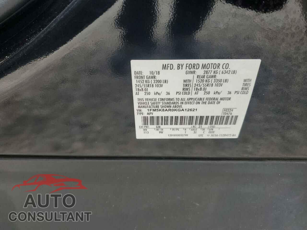 FORD EXPLORER 2019 - 1FM5K8AR0KGA12621
