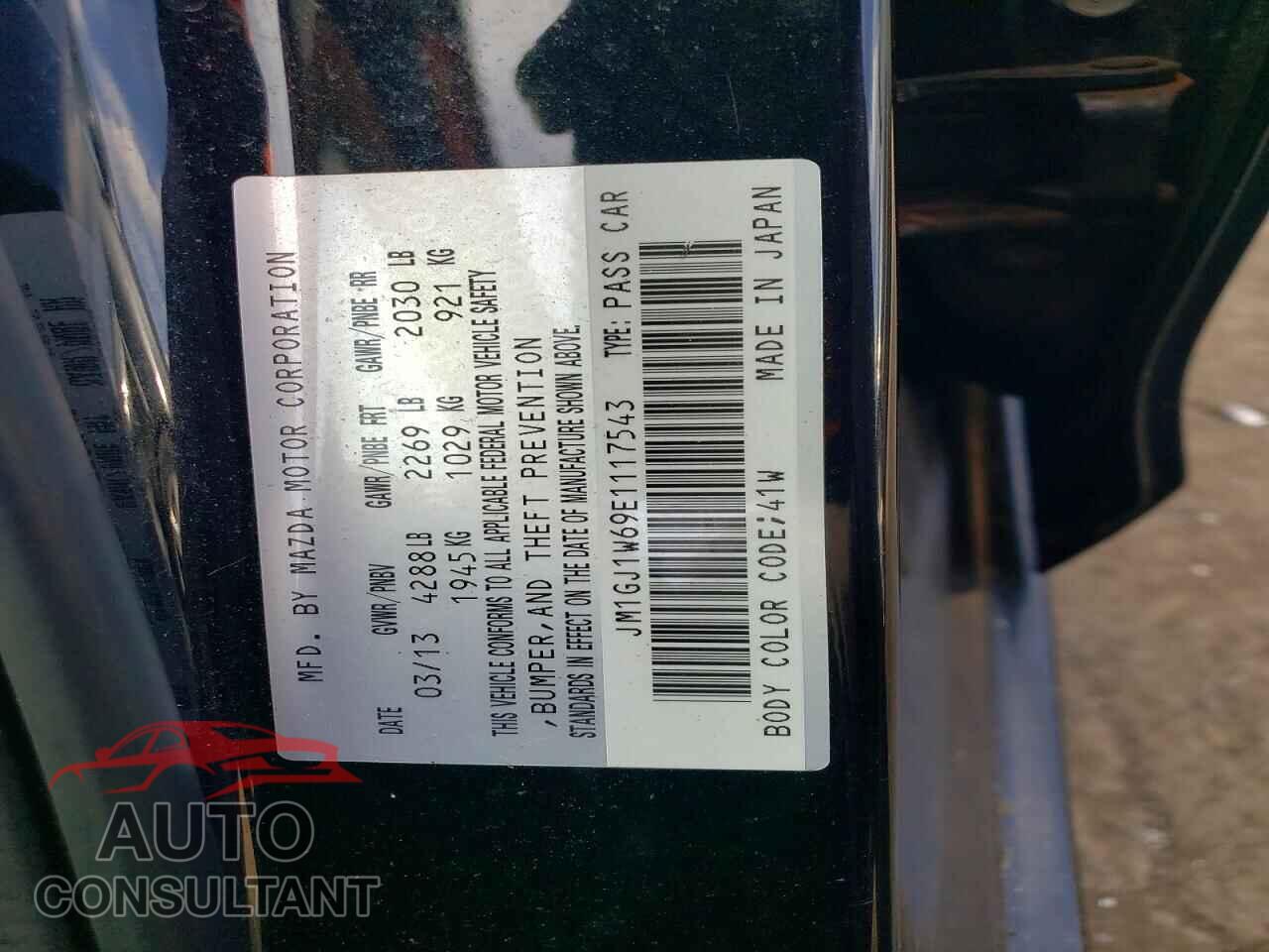 MAZDA 6 2014 - JM1GJ1W69E1117543