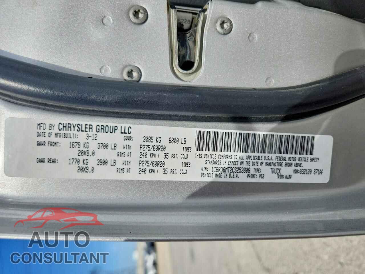 DODGE RAM 1500 2012 - 1C6RD6MT2CS253808