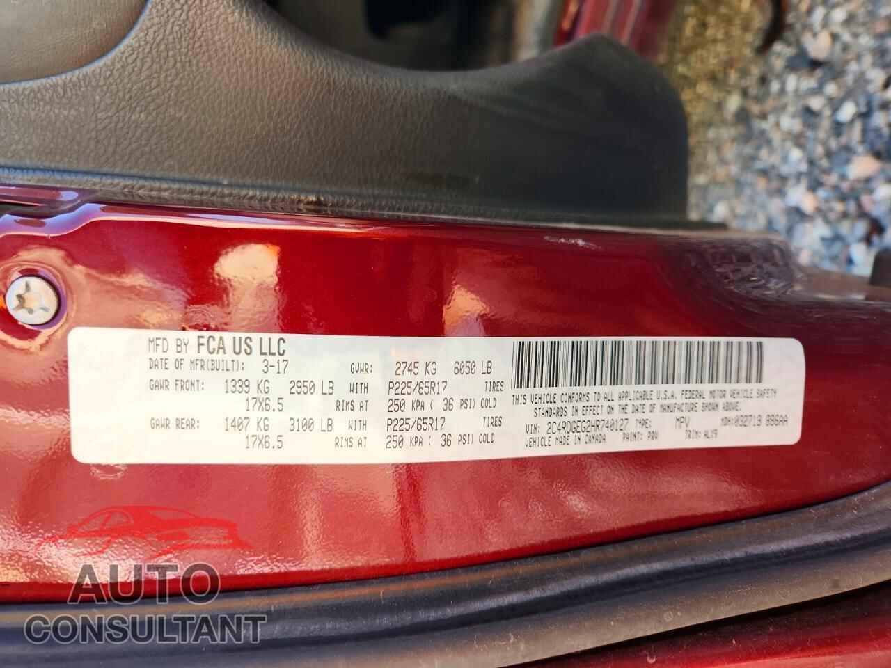 DODGE CARAVAN 2017 - 2C4RDGEG2HR740127