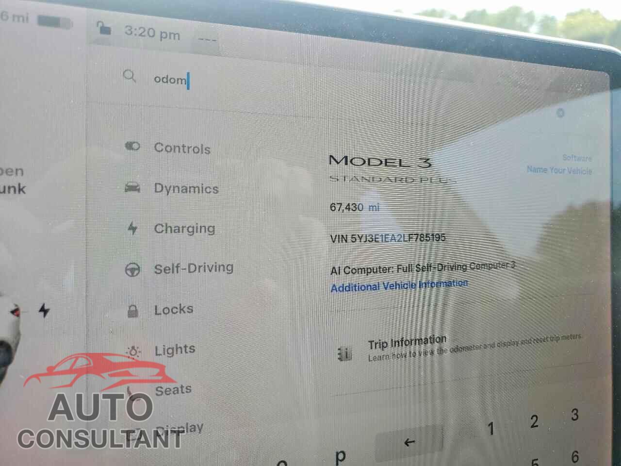 TESLA MODEL 3 2020 - 5YJ3E1EA2LF785195