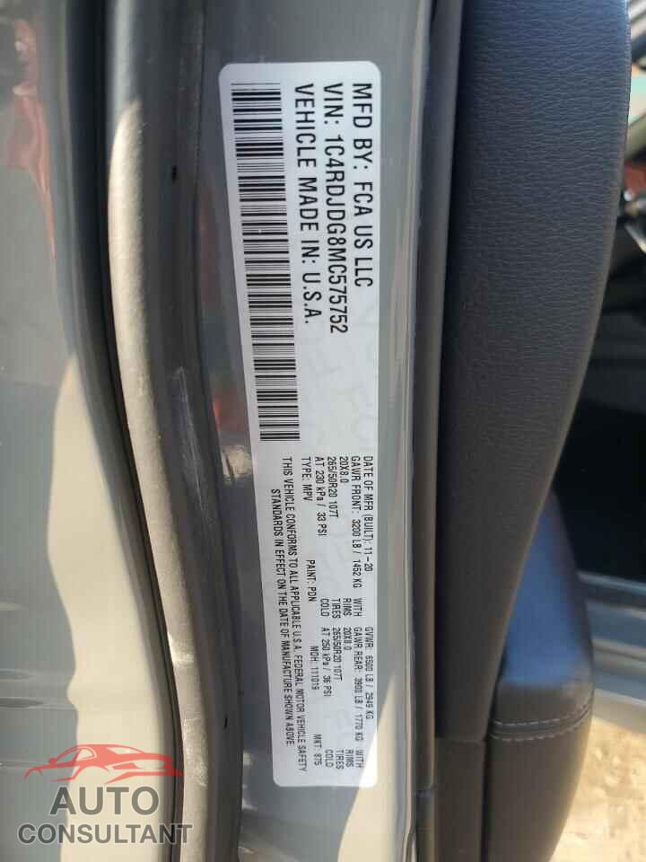 DODGE DURANGO 2021 - 1C4RDJDG8MC575752