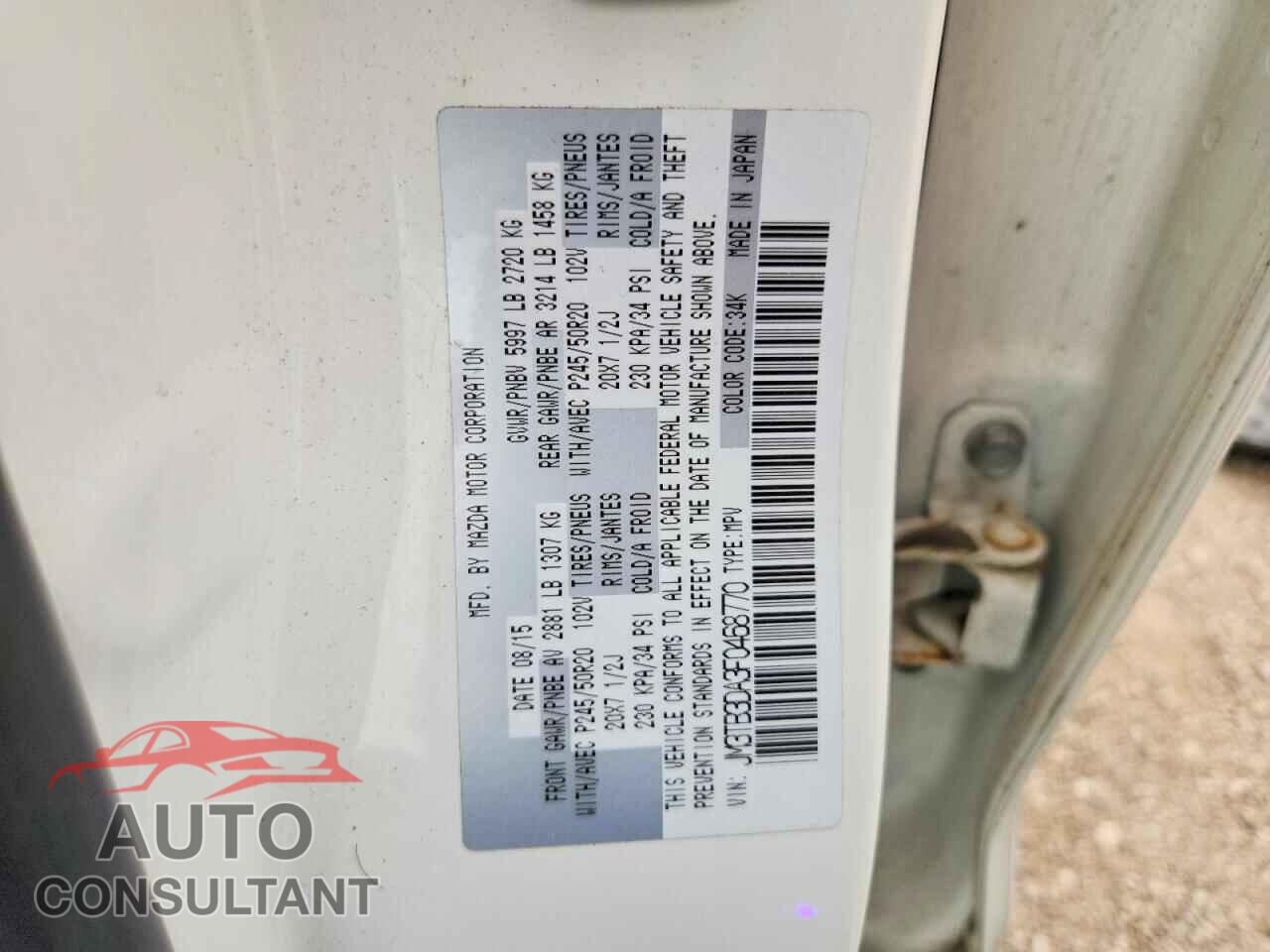 MAZDA CX-9 2015 - JM3TB3DA3F0468770