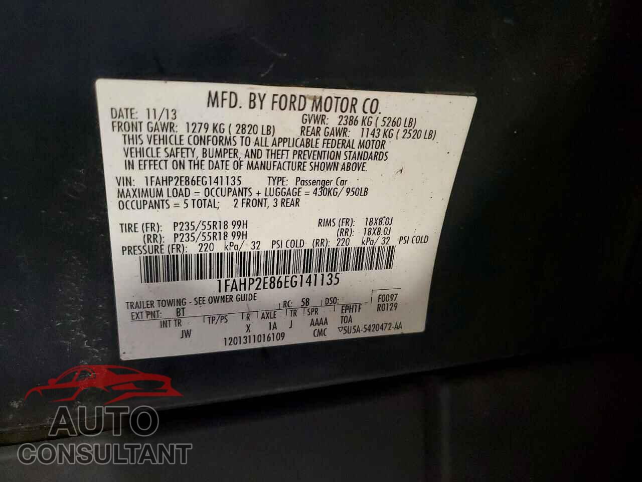 FORD TAURUS 2014 - 1FAHP2E86EG141135
