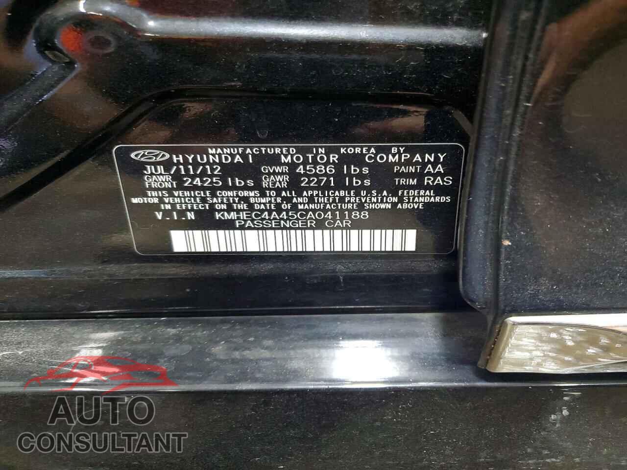 HYUNDAI SONATA 2012 - KMHEC4A45CA041188