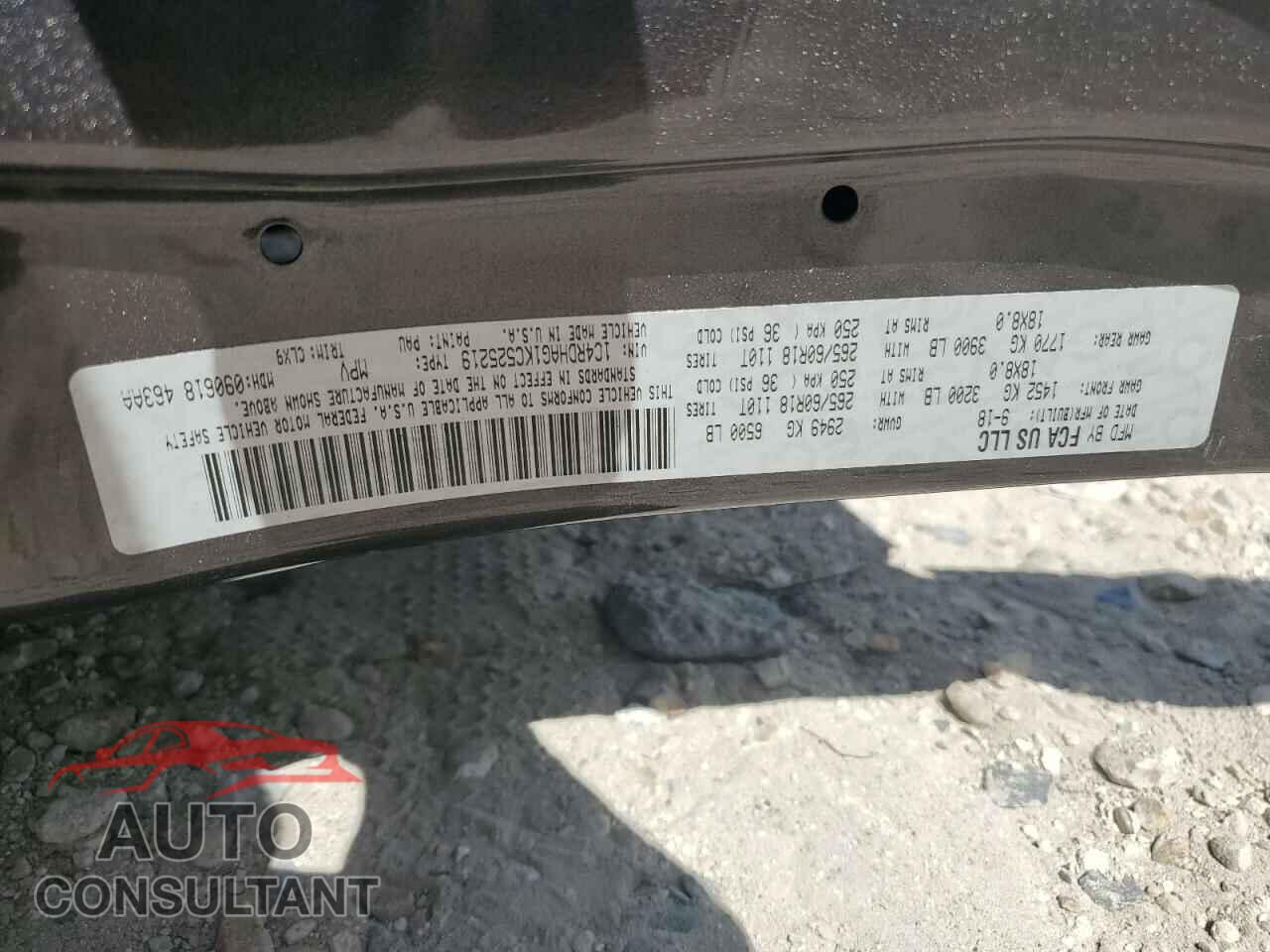 DODGE DURANGO 2019 - 1C4RDHAG1KC525219