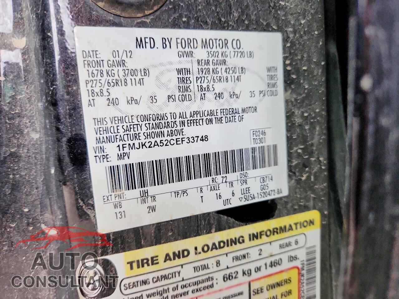 FORD EXPEDITION 2012 - 1FMJK2A52CEF33748
