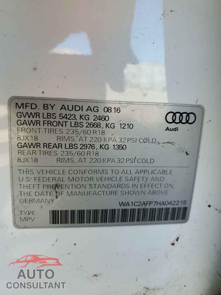 AUDI Q5 2017 - WA1C2AFP7HA042215