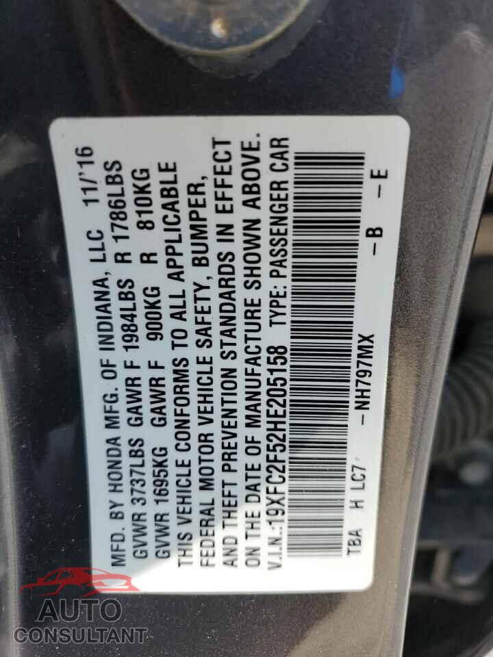 HONDA CIVIC 2017 - 19XFC2F52HE205158