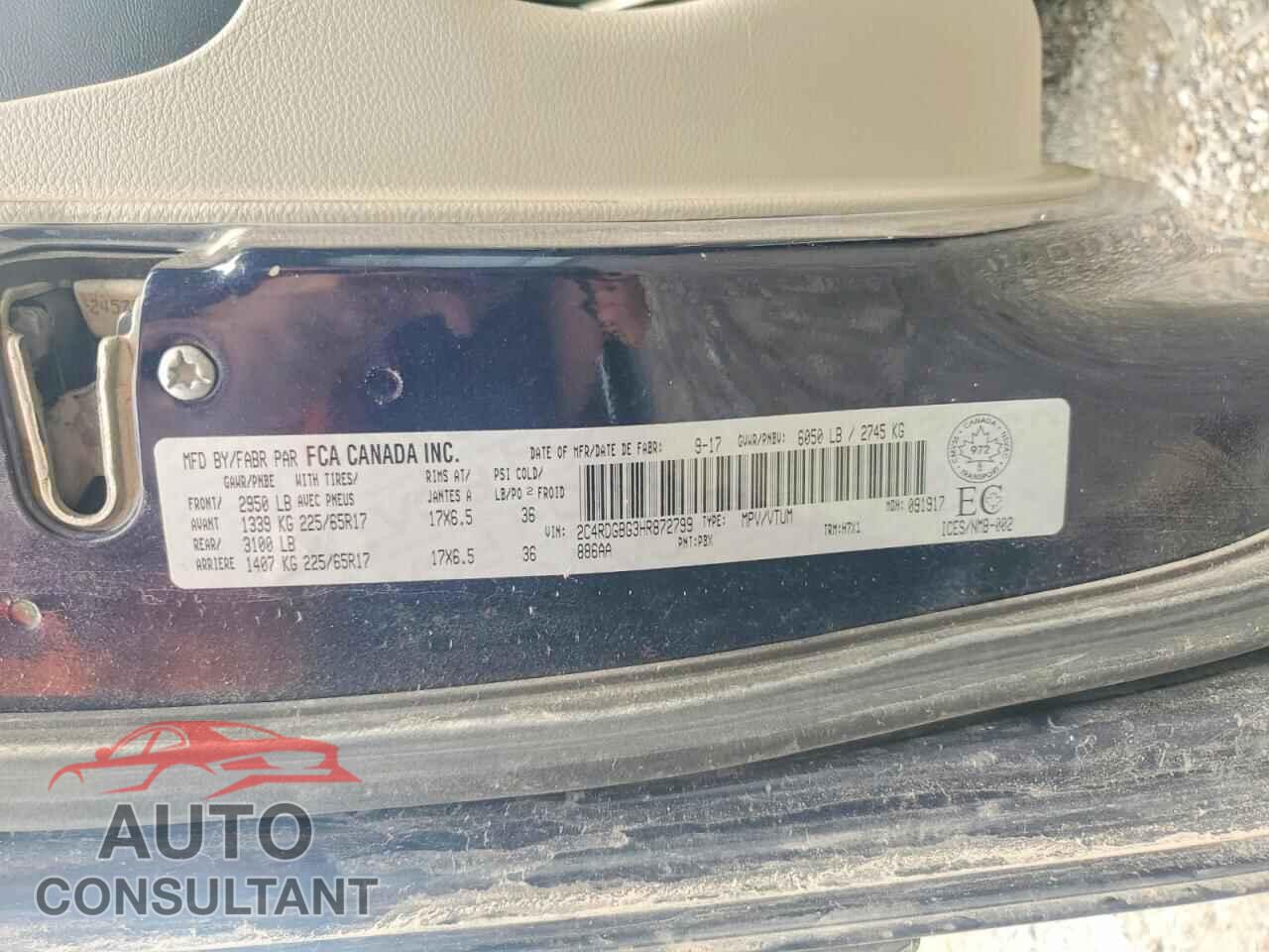 DODGE CARAVAN 2017 - 2C4RDGBG3HR872799