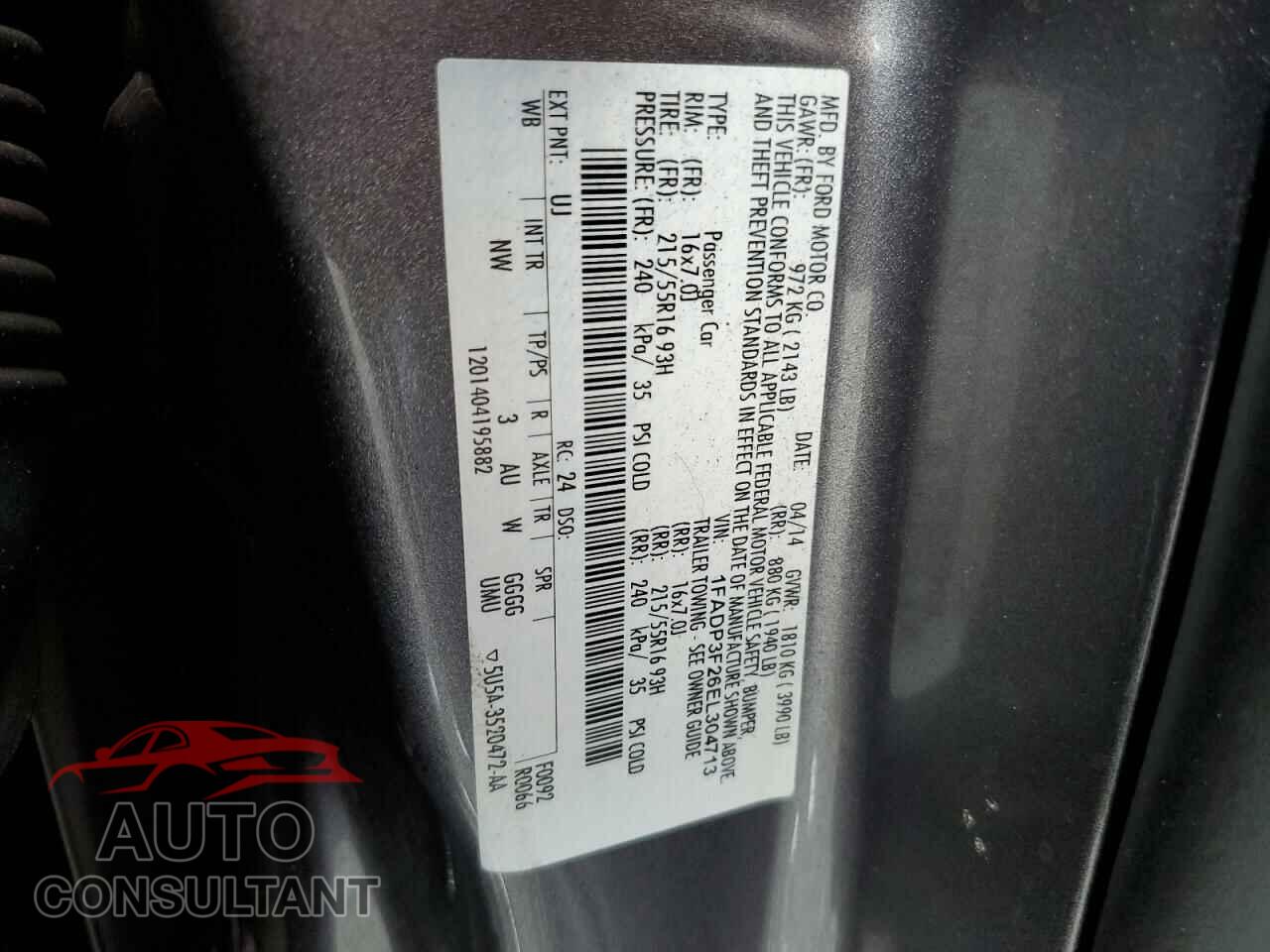 FORD FOCUS 2014 - 1FADP3F26EL304713