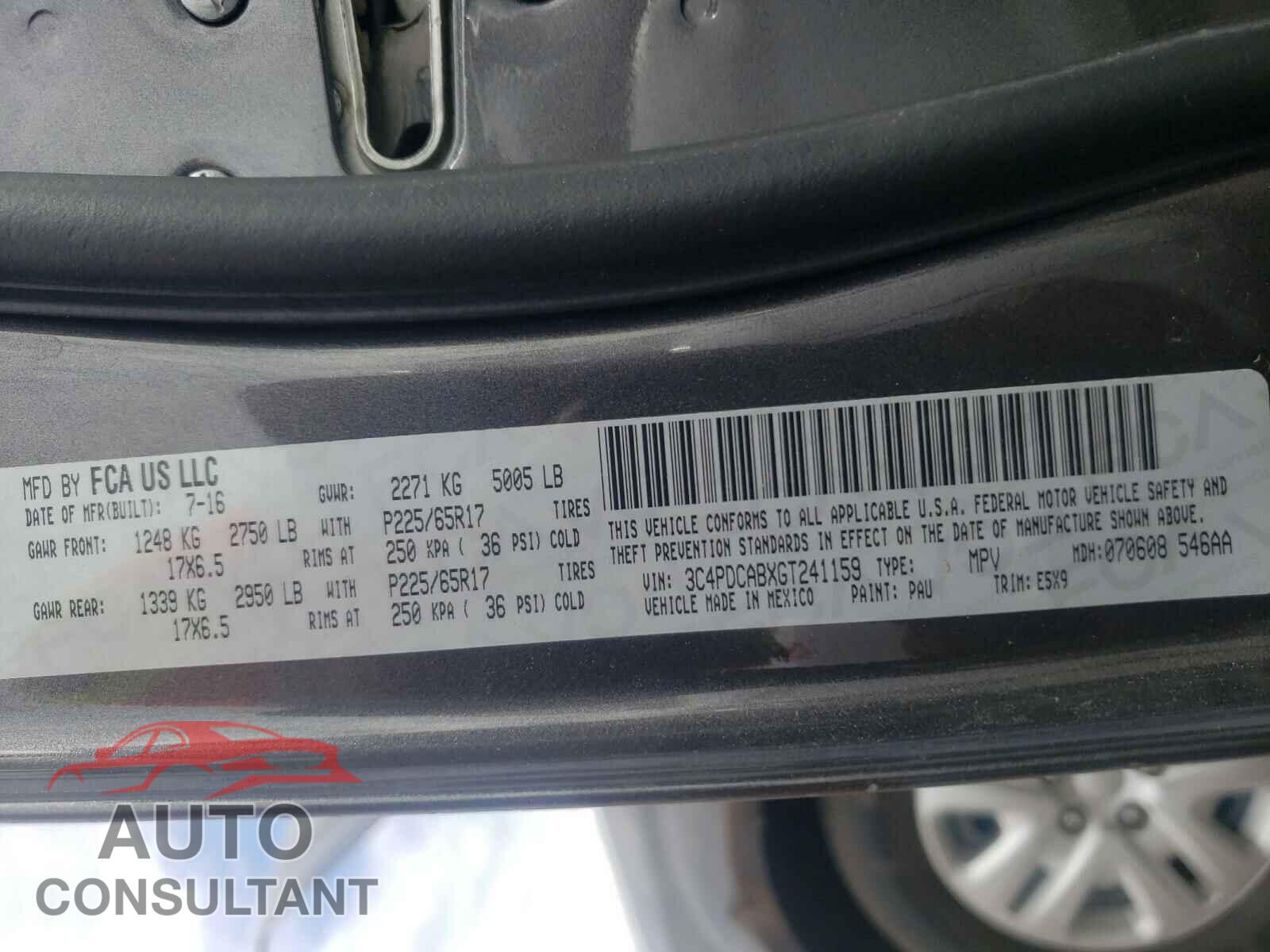 DODGE JOURNEY 2016 - 3C4PDCABXGT241159