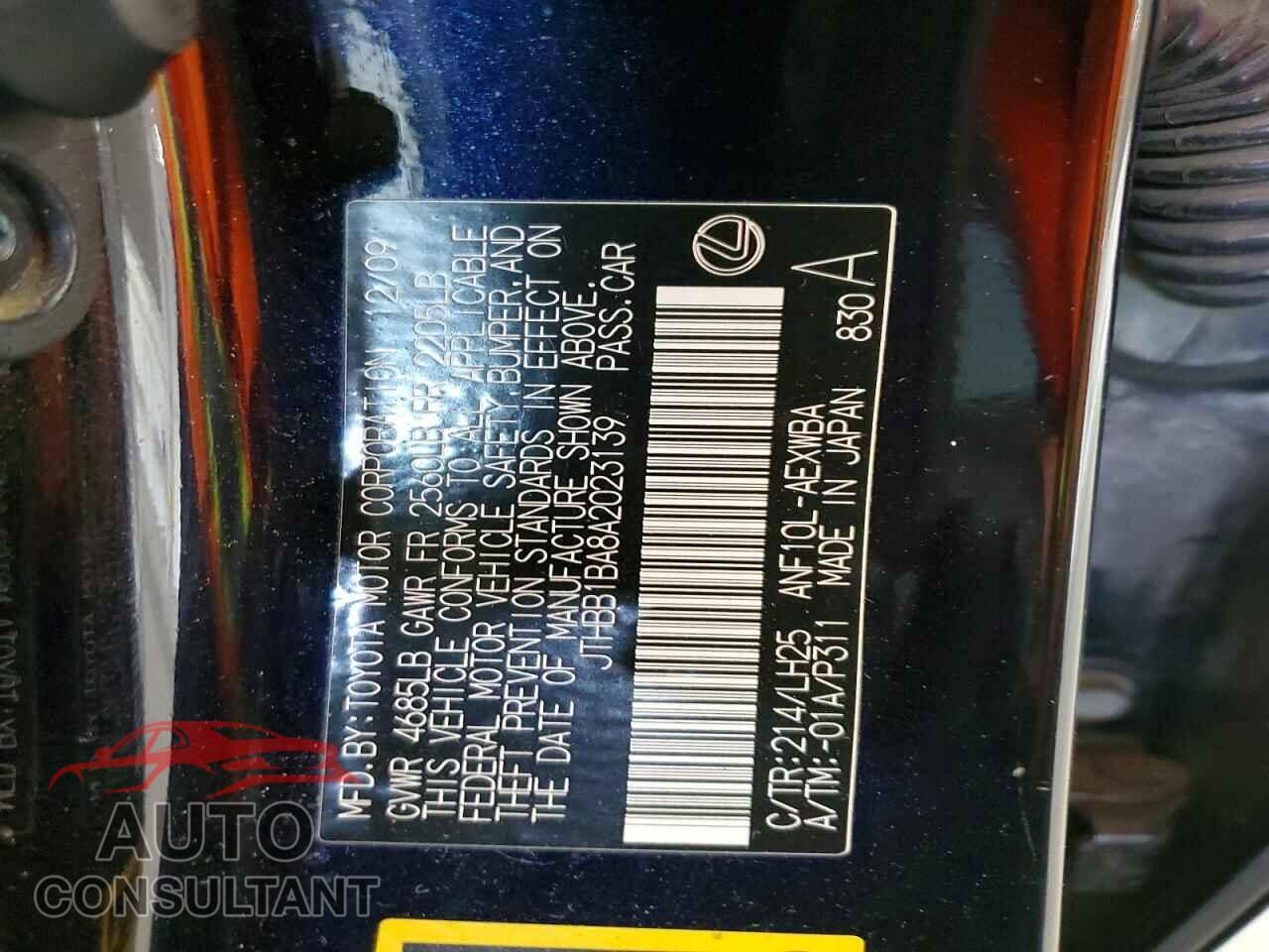 LEXUS HS 2010 - JTHBB1BA8A2023139