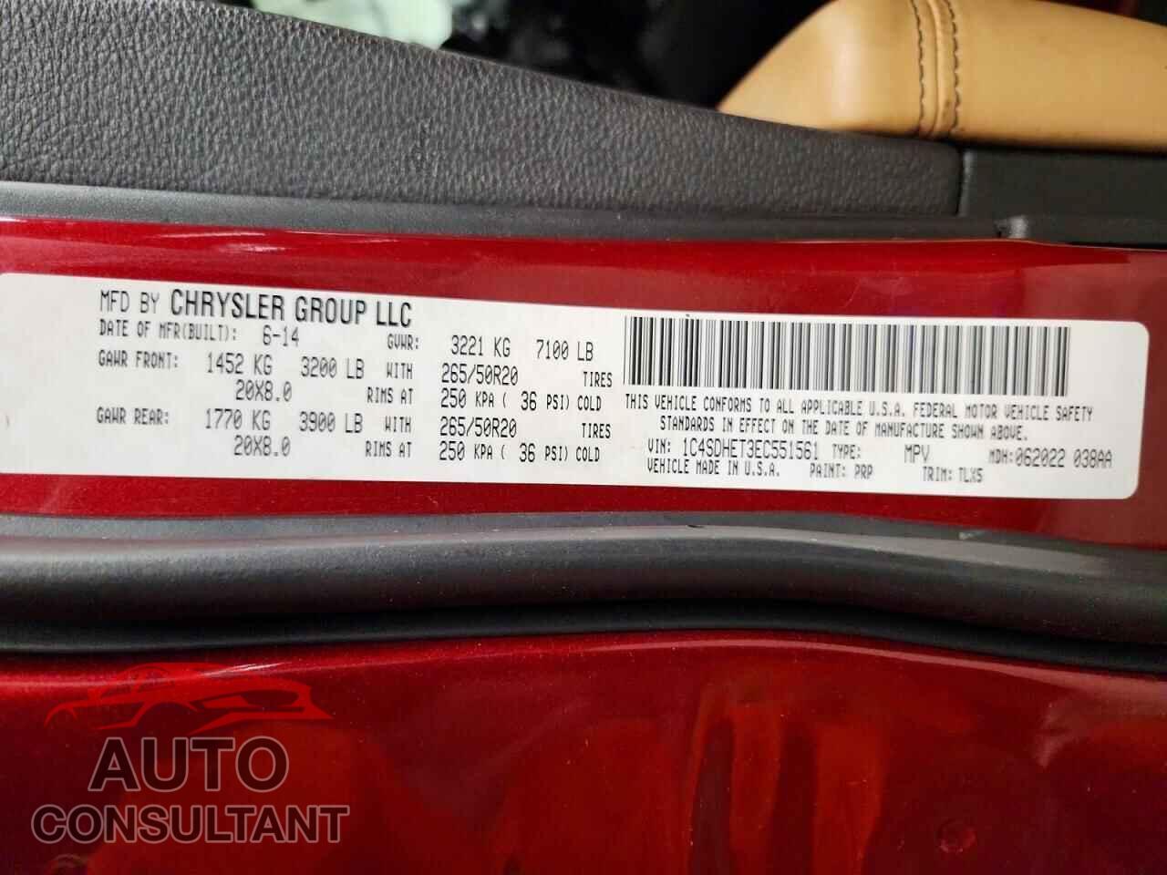DODGE DURANGO 2014 - 1C4SDHET3EC551561