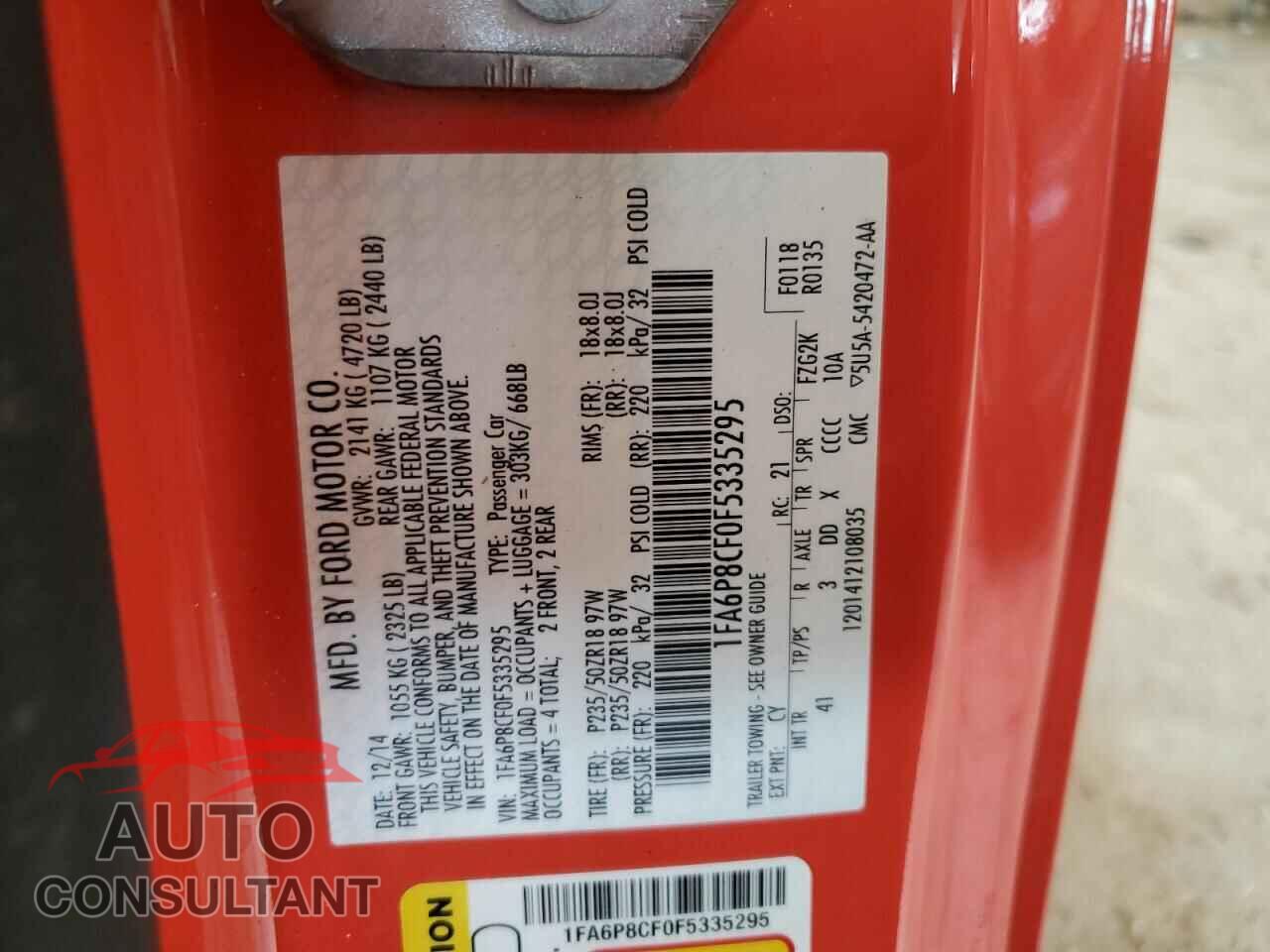 FORD MUSTANG 2015 - 1FA6P8CF0F5335295