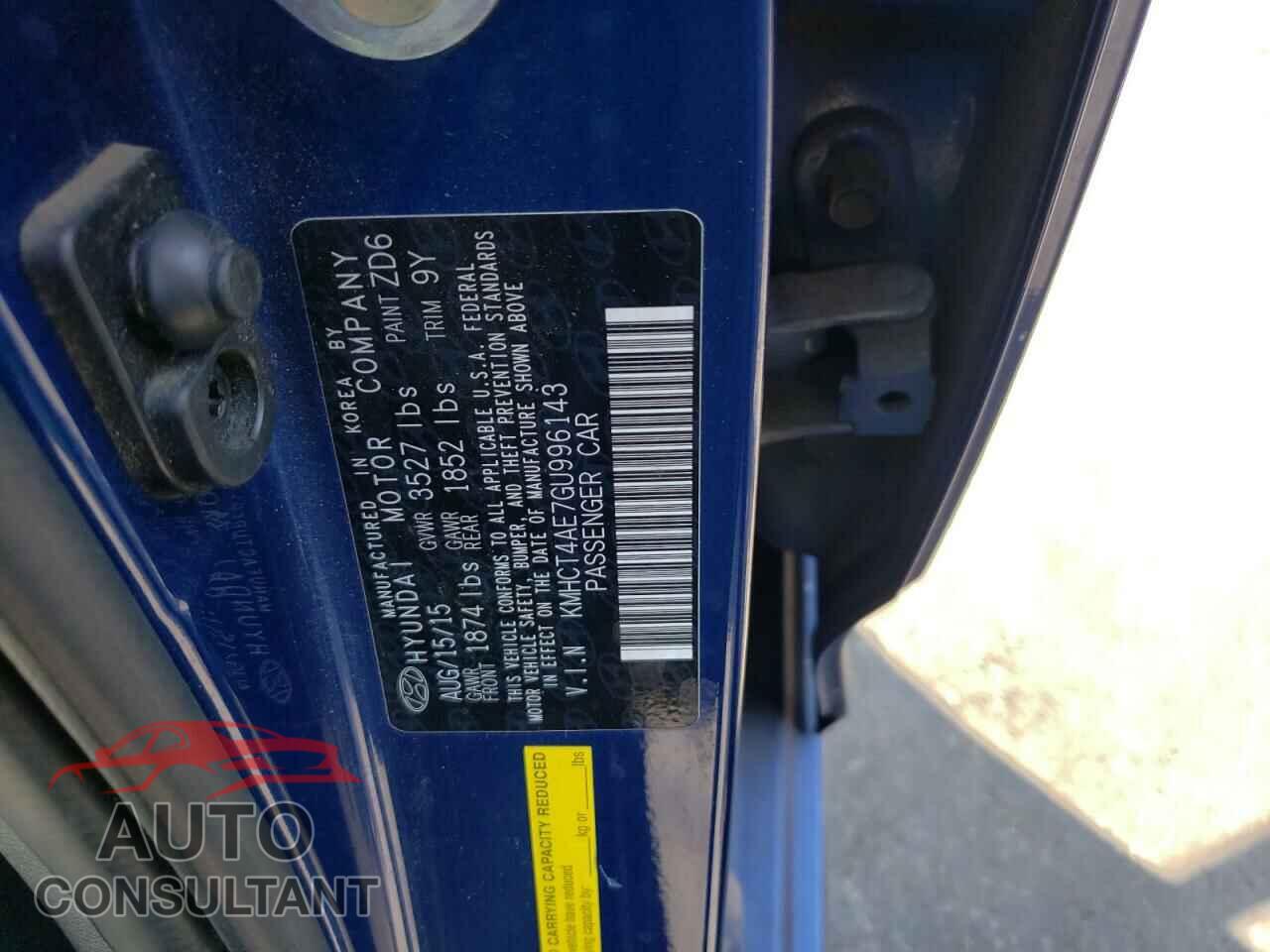 HYUNDAI ACCENT 2016 - KMHCT4AE7GU996143