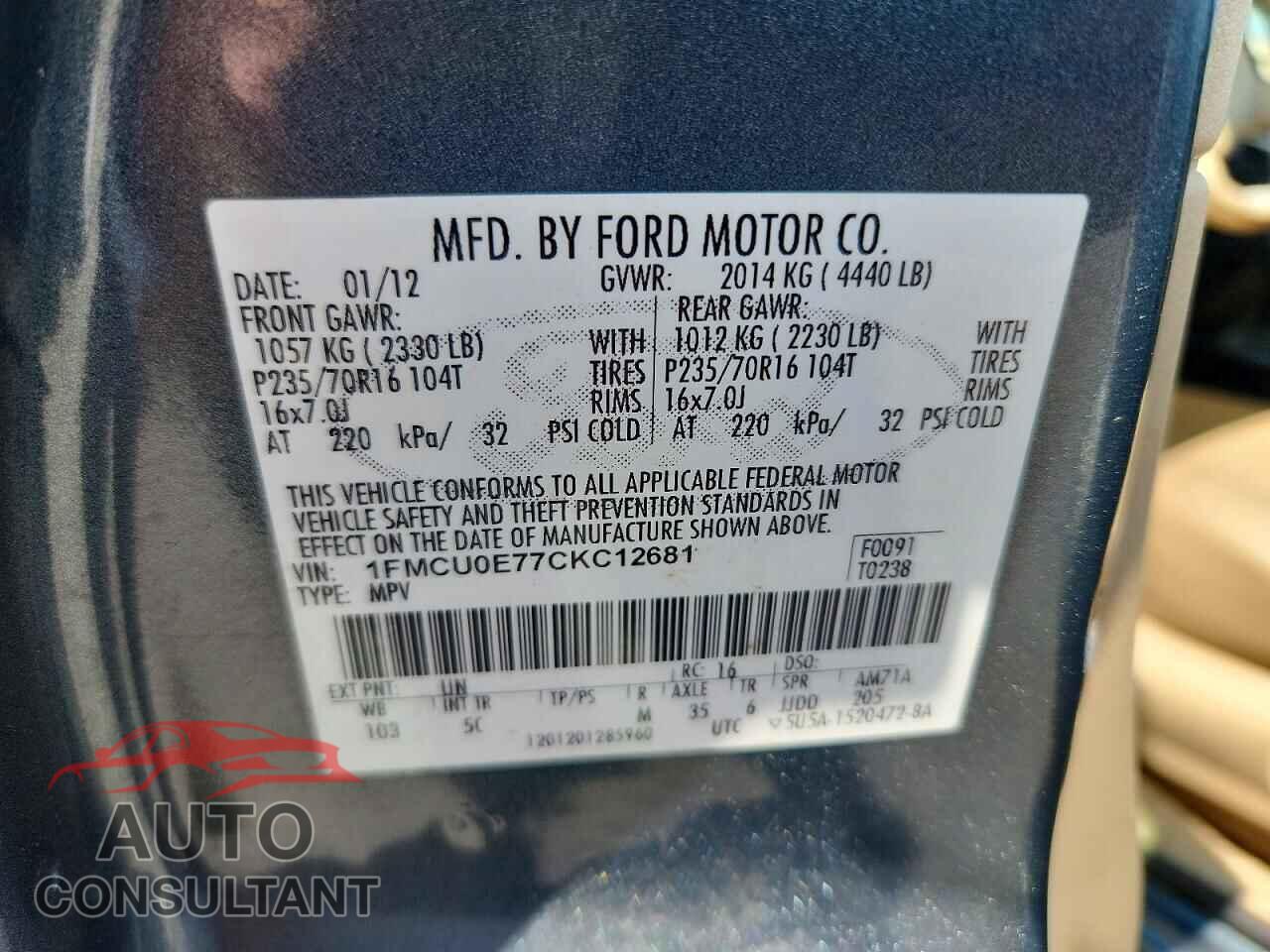 FORD ESCAPE 2012 - 1FMCU0E77CKC12681