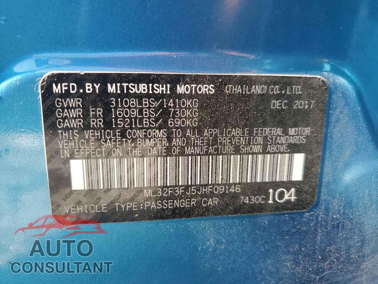MITSUBISHI MIRAGE 2018 - ML32F3FJ5JHF09146