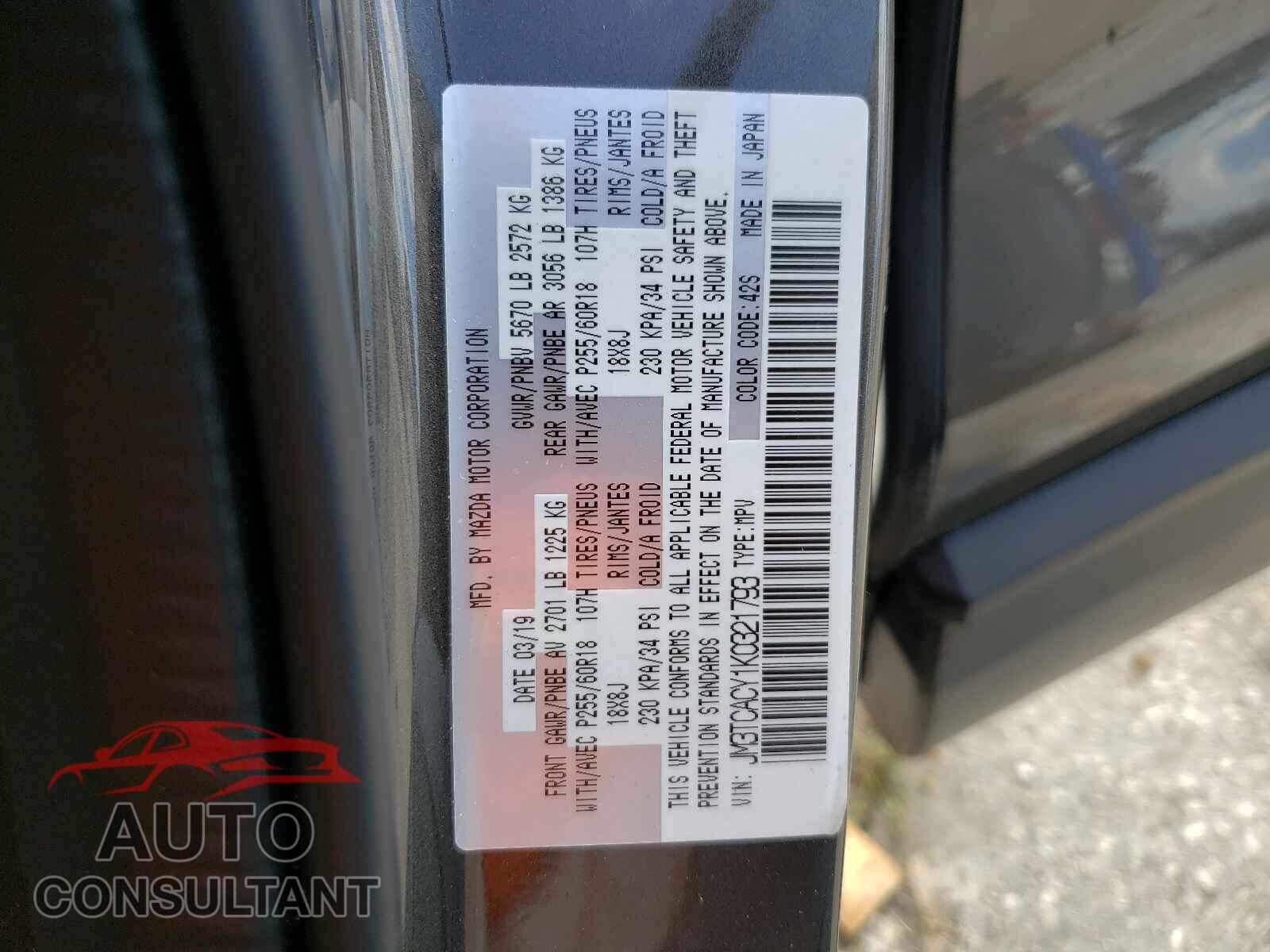 MAZDA CX-9 2019 - JM3TCACY1K0321793