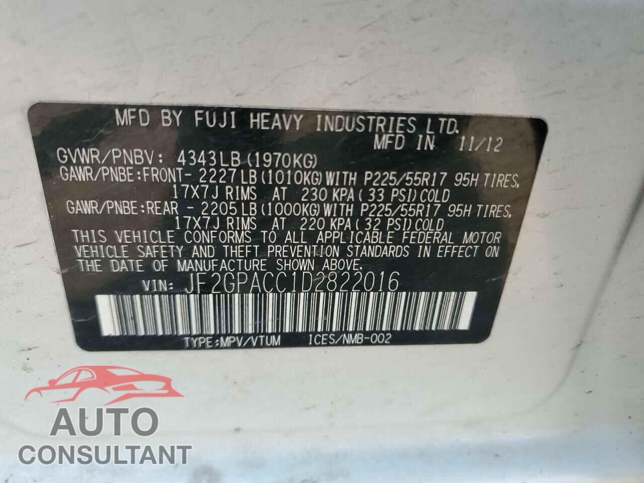 SUBARU XV 2013 - JF2GPACC1D2822016
