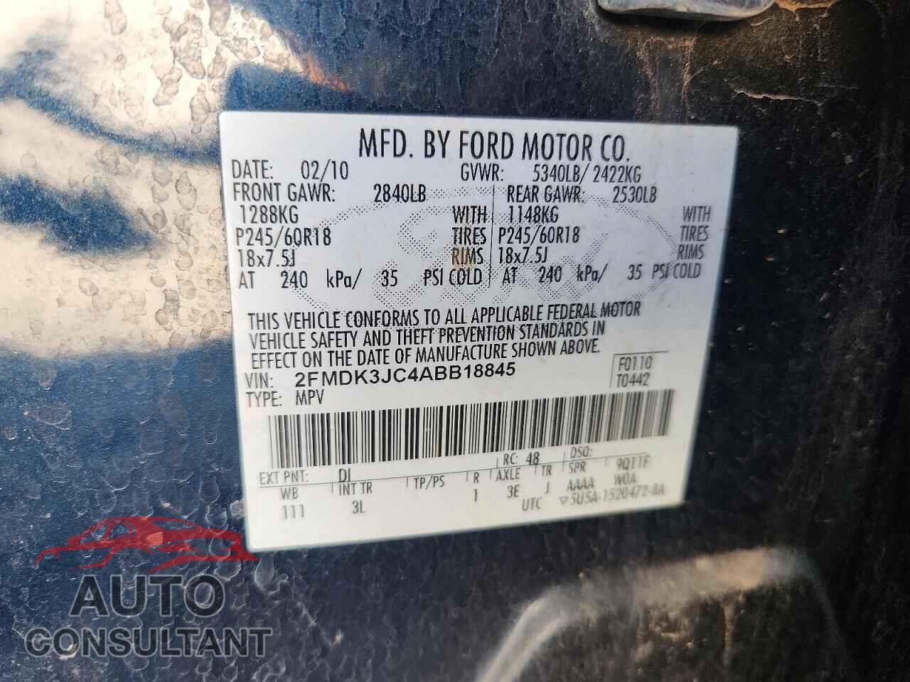 FORD EDGE 2010 - 2FMDK3JC4ABB18845