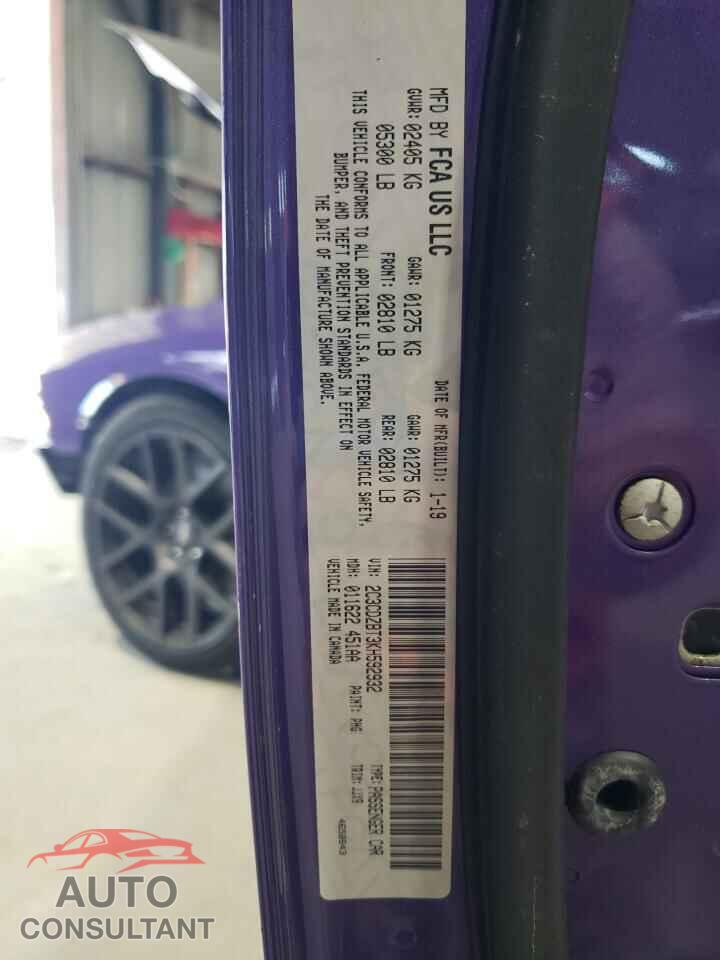 DODGE CHALLENGER 2019 - 2C3CDZBT3KH592932