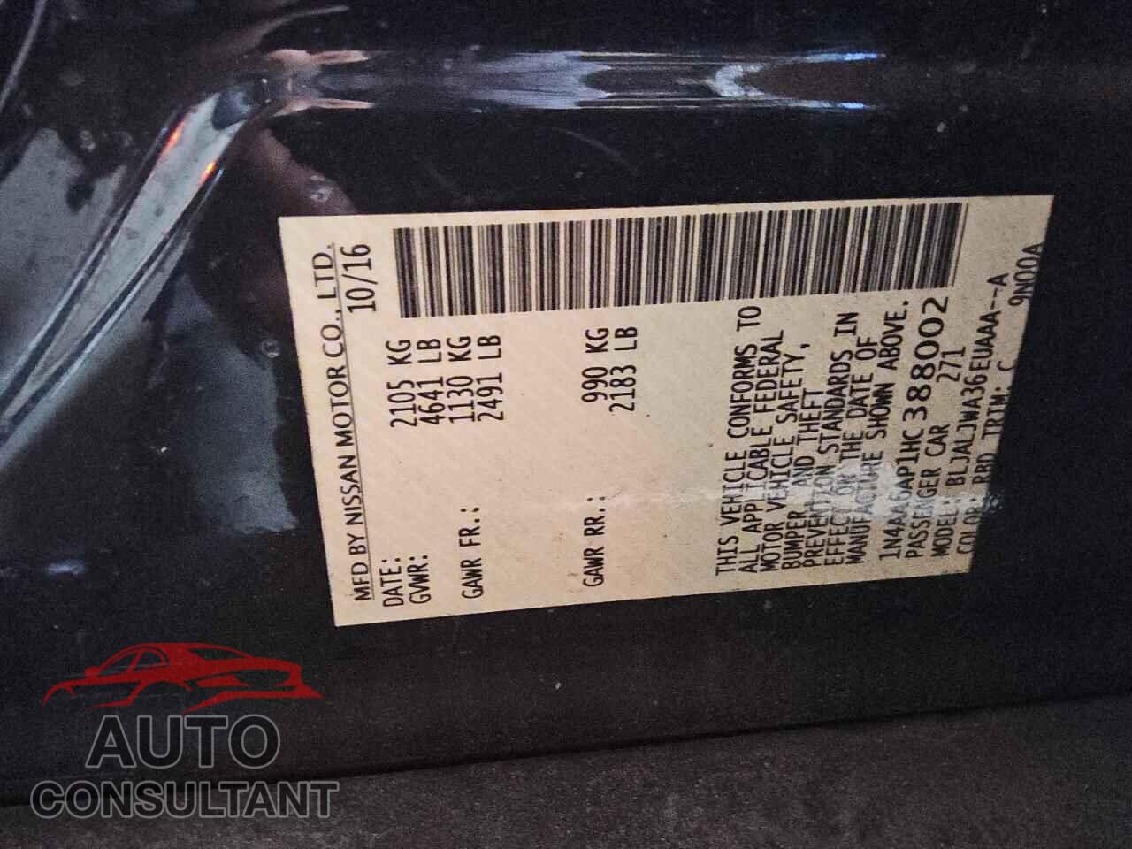 NISSAN MAXIMA 2017 - 1N4AA6AP1HC388002
