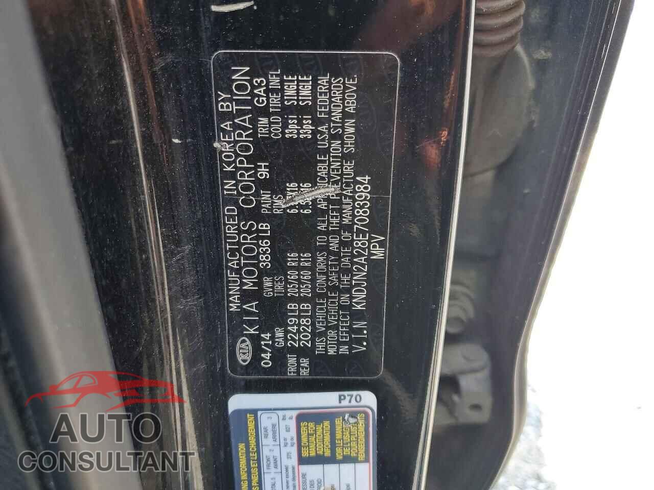 KIA SOUL BASE 2014 - KNDJN2A28E7083984