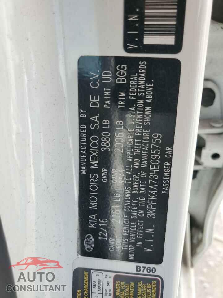 KIA FORTE 2017 - 3KPFK4A73HE095759