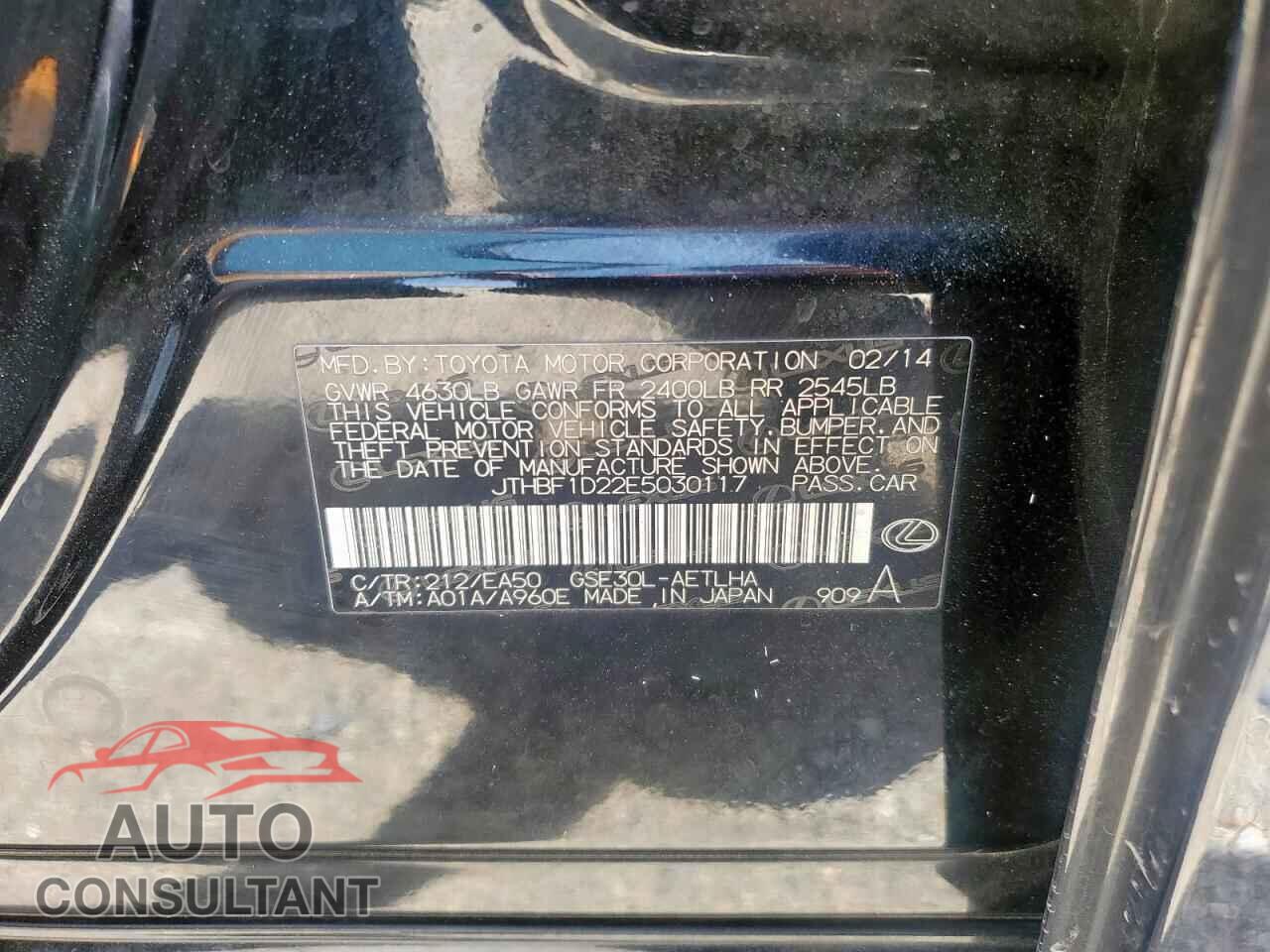 LEXUS IS 2014 - JTHBF1D22E5030117