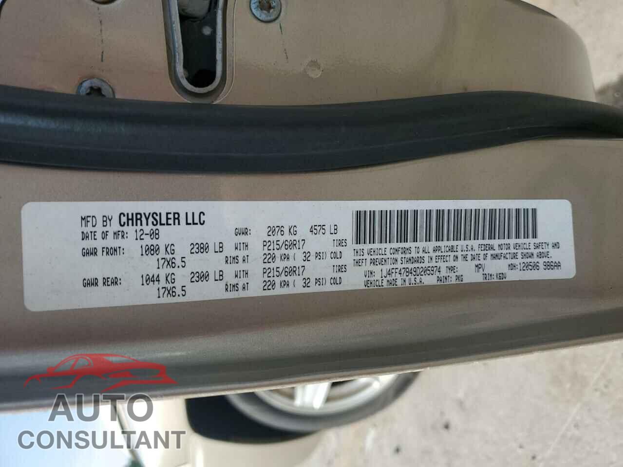 JEEP COMPASS 2009 - 1J4FF47B49D205974
