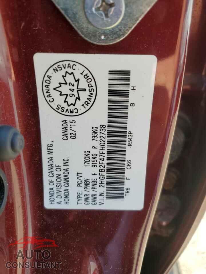 HONDA CIVIC 2015 - 2HGFB2F47FH022738
