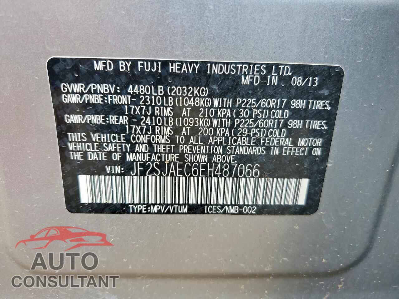 SUBARU FORESTER 2014 - JF2SJAEC6EH487066