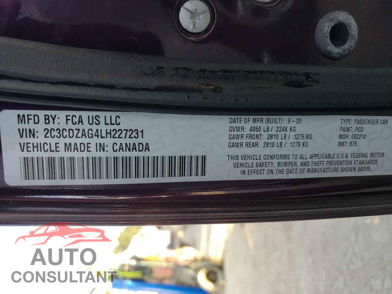 DODGE CHALLENGER 2020 - 2C3CDZAG4LH227231