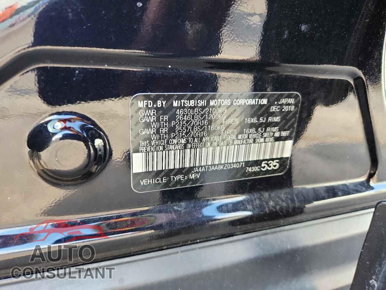 MITSUBISHI ECLIPSE 2019 - JA4AT3AA8KZ034071