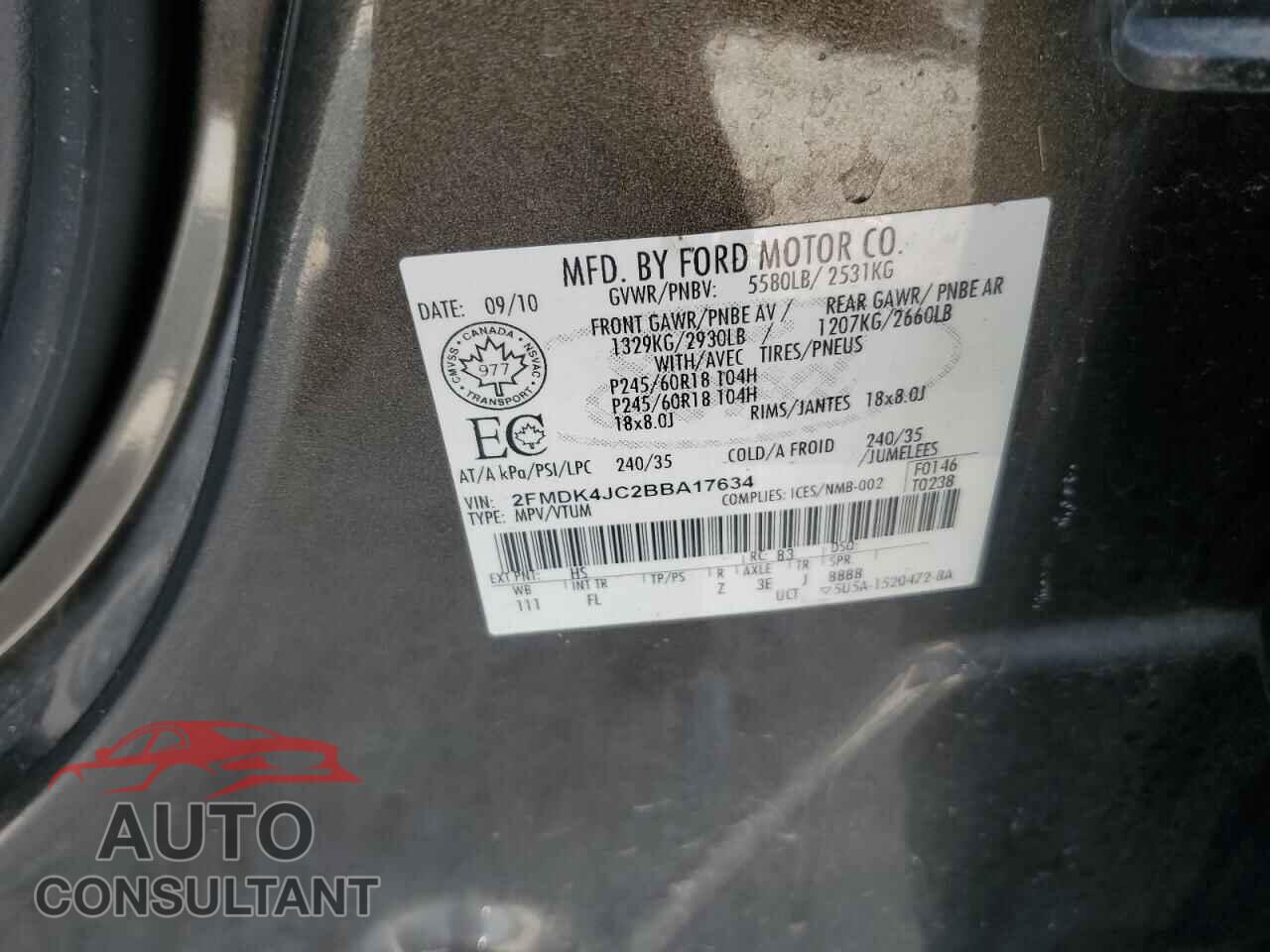FORD EDGE 2011 - 2FMDK4JC2BBA17634